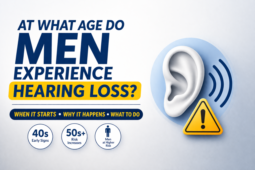 At what age do most men begin experiencing hearing loss
